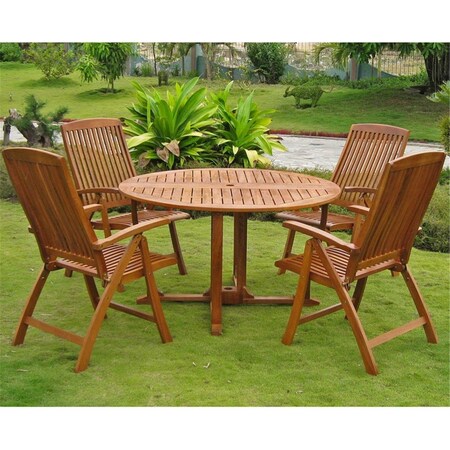 Fixturesfirst Turuel Royal Tahiti Round Dining Set, Stain FI2996458